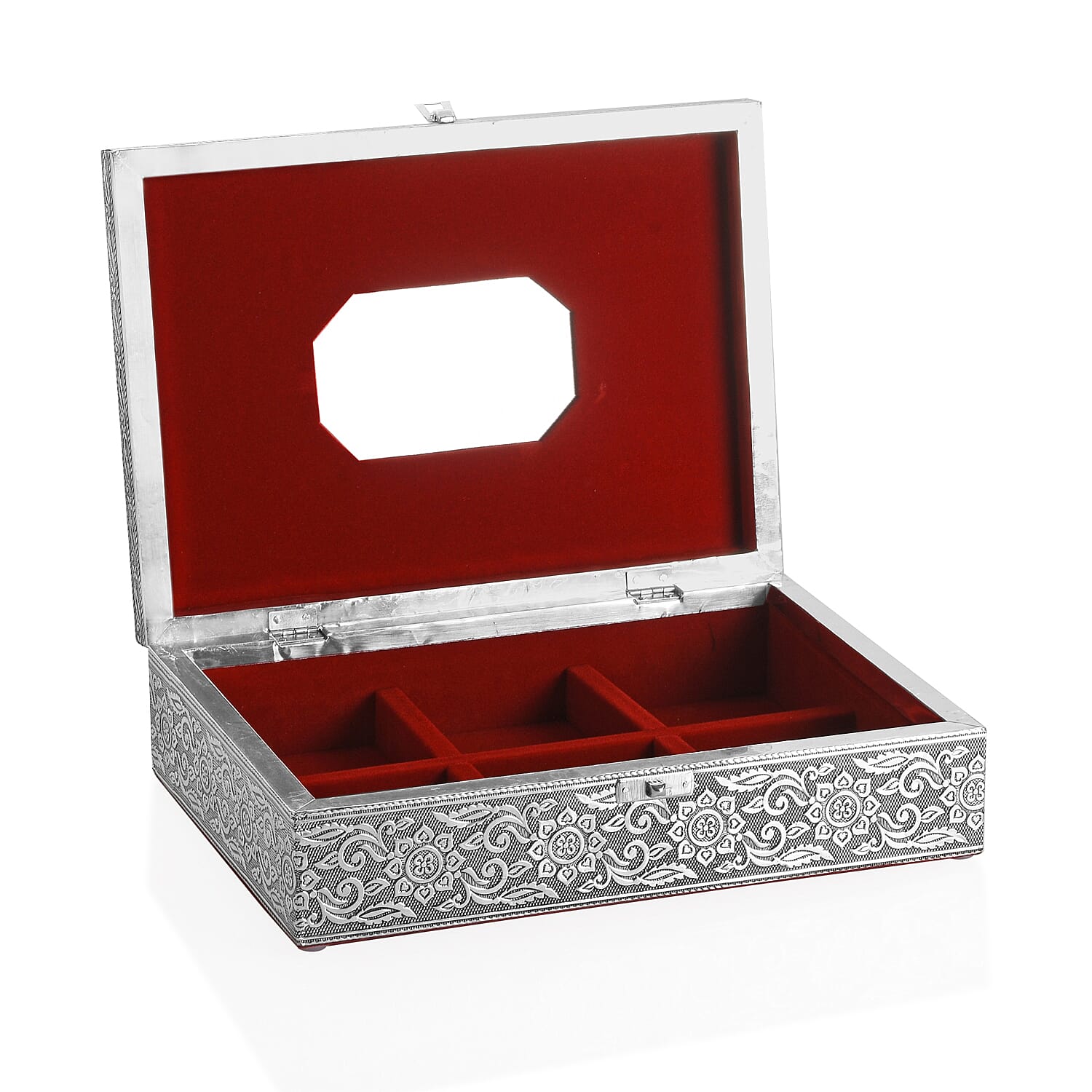 Handcrafted Aluminum Oxidized Tiger Pattern 2 Tier Jewelry Box