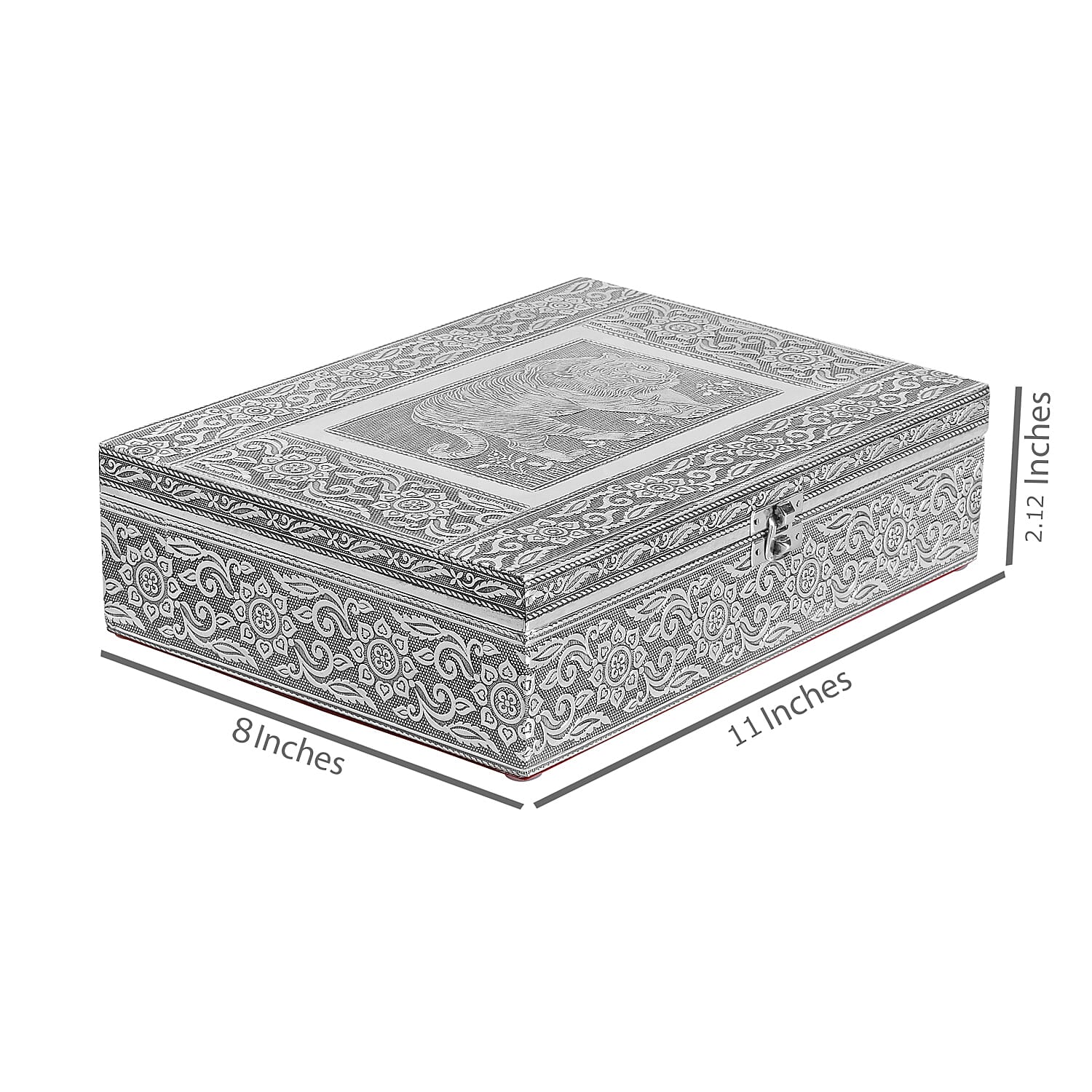 Handcrafted Aluminum Oxidized Tiger Pattern 2 Tier Jewelry Box