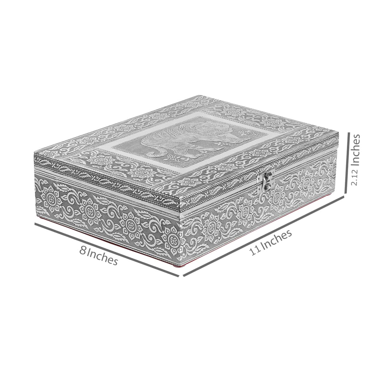 Handcrafted Aluminum Oxidized Tiger Pattern 2 Tier Jewelry Box image number 6