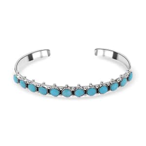 Santa Fe Style Kingman Turquoise Bracelet in Sterling Silver, Boho Western Turquoise Jewelry for Women, Silver Cuff Bracelet (7.50 in) 2.50 ctw