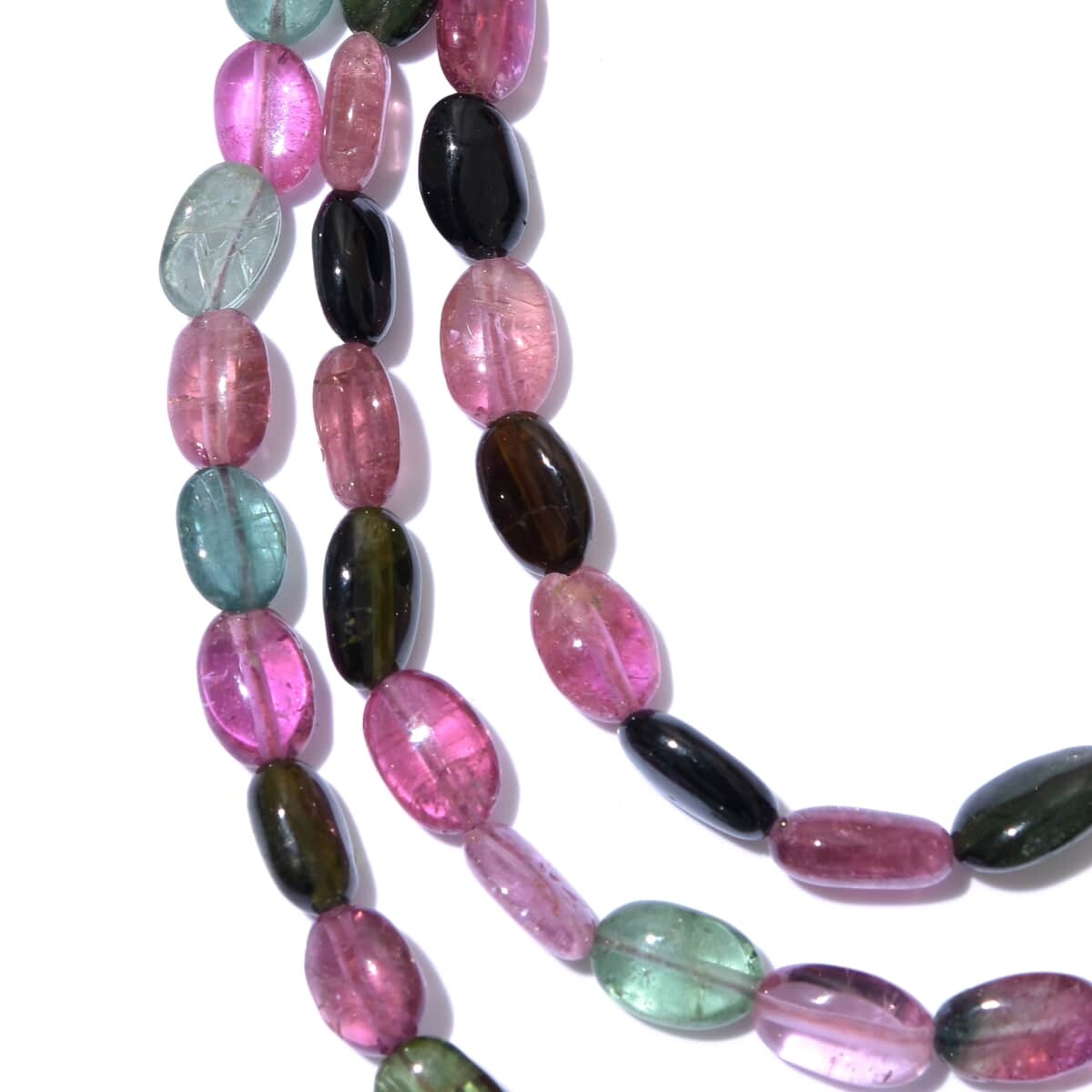 Multi-Tourmaline Beaded Stretch Bracelet and Multi Strand Necklace in Sterling Silver (18.00 In) 317.50 ctw image number 2