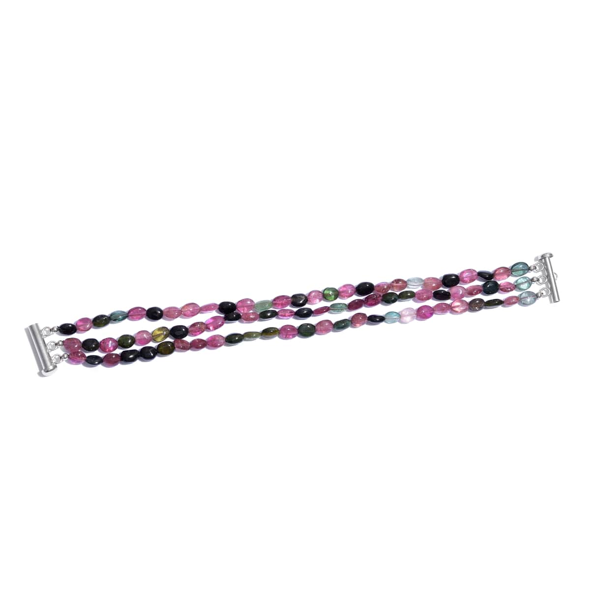 Multi-Tourmaline Beaded Stretch Bracelet and Multi Strand Necklace in Sterling Silver (18.00 In) 317.50 ctw image number 4