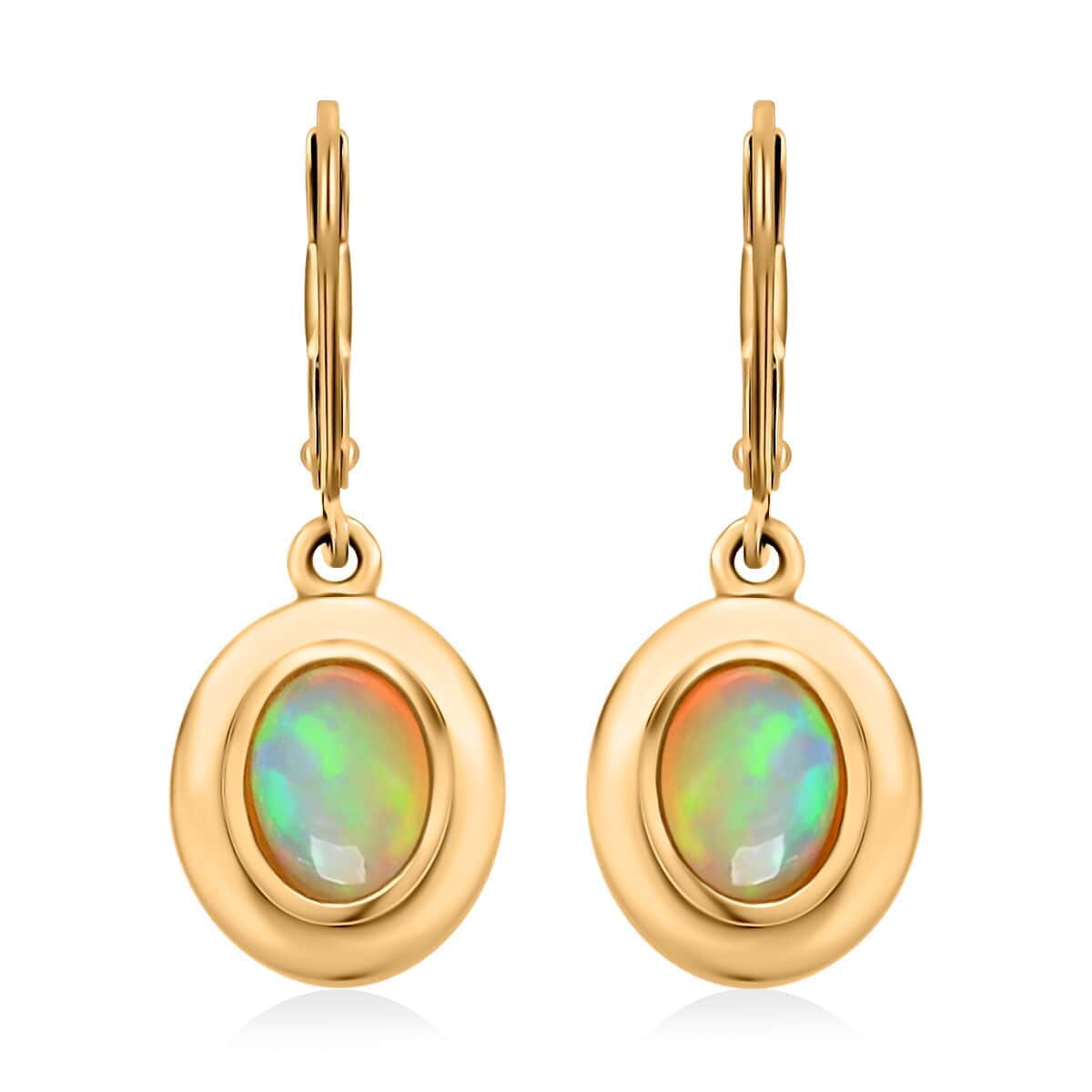 Luxoro Premium Ethiopian Welo Opal Earrings, 14K Yellow Gold Earrings, Opal Dangle Earrings, Gold Dangle Earrings, Gold Gifts For Her 4.25 Grams 1.75 ctw image number 0