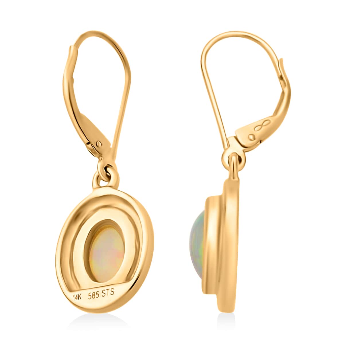 Luxoro Premium Ethiopian Welo Opal Earrings, 14K Yellow Gold Earrings, Opal Dangle Earrings, Gold Dangle Earrings, Gold Gifts For Her 4.25 Grams 1.75 ctw image number 3