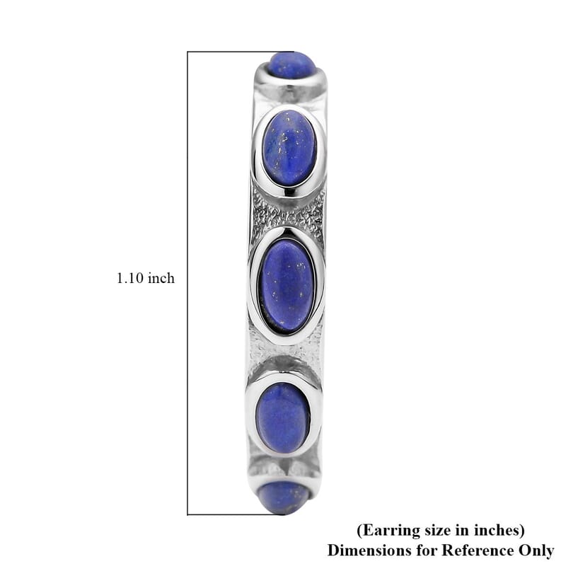 Lapis Lazuli Earrings in Stainless Steel, Inside Out Hoops For Women, Blue Earrings