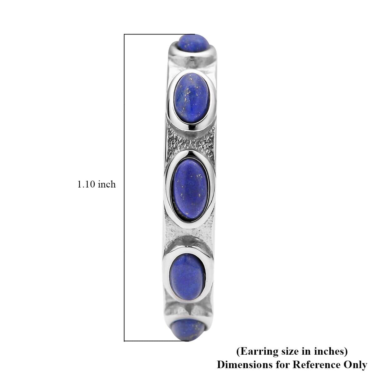10.00 ctw Lapis Lazuli Stainless Steel Inside Out Half Hoop Earrings image number 4