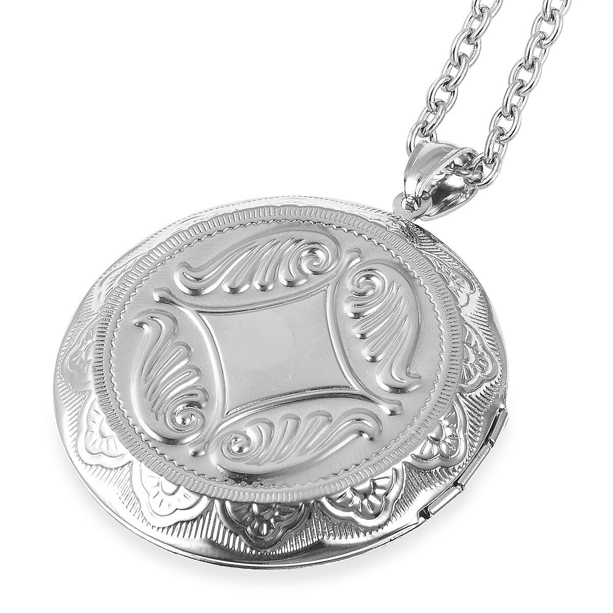 50.00 ctw Blue Goldstone Pendant Necklace 24 Inches in Stainless Steel Locket