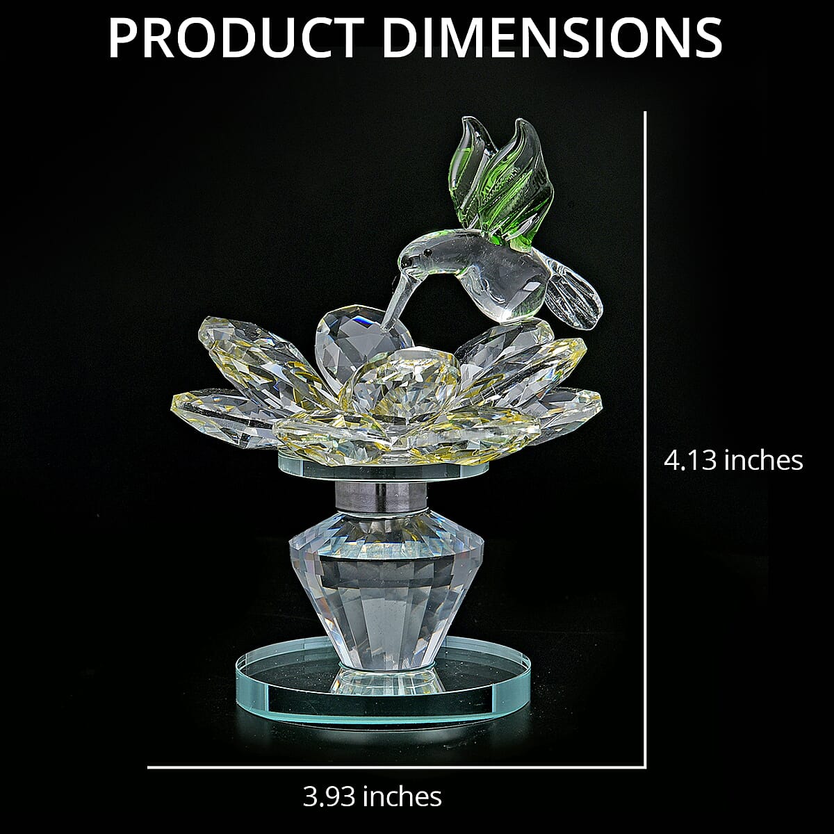 Yellow Glass, Rotatable Crystal Lotus Flower with Hummingbird image number 3