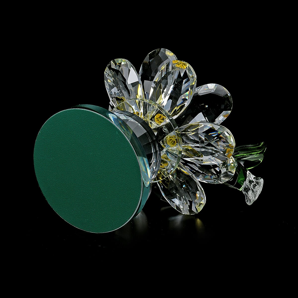 Yellow Glass, Rotatable Crystal Lotus Flower with Hummingbird image number 4