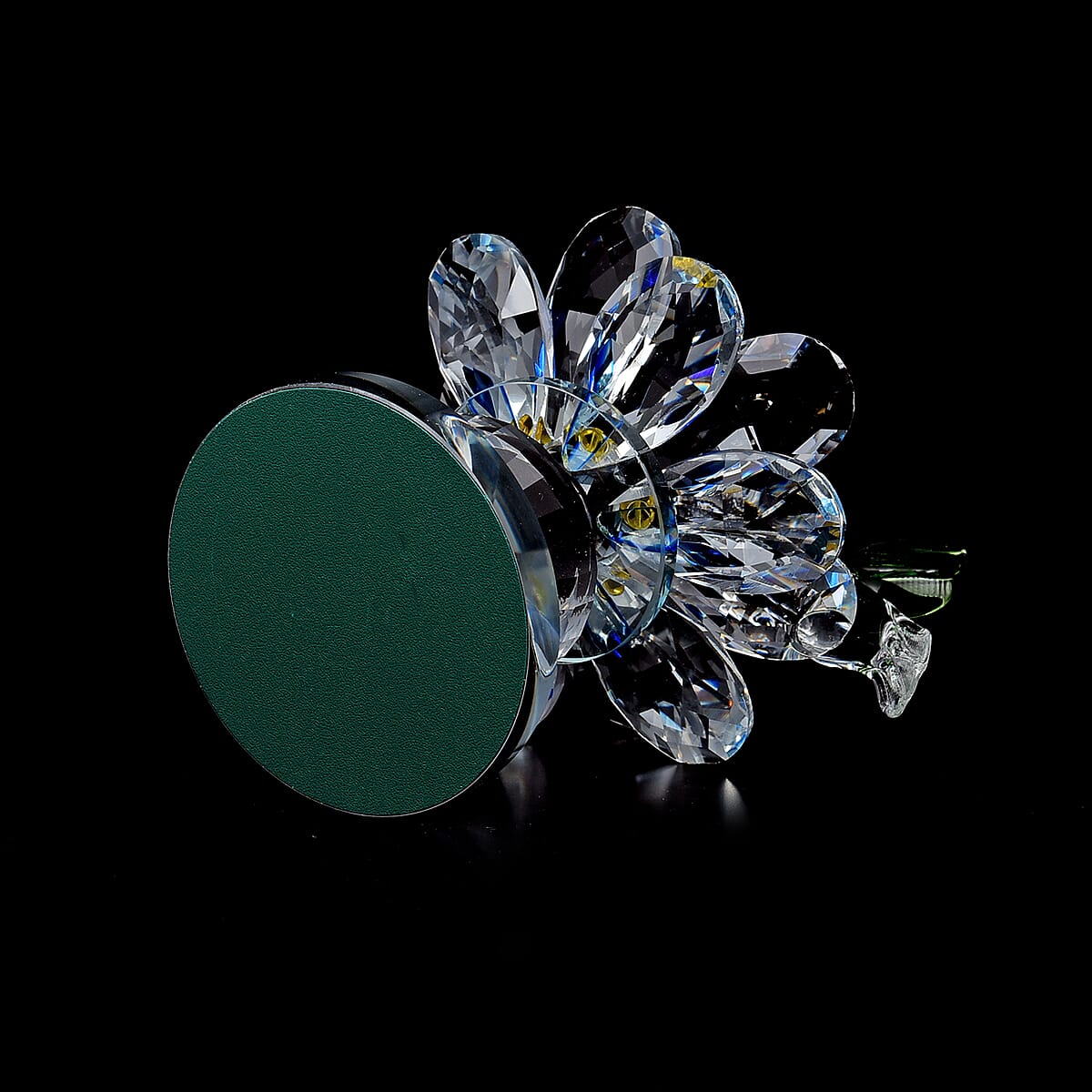 Blue Glass, Rotatable Crystal Lotus Flower with Hummingbird image number 4