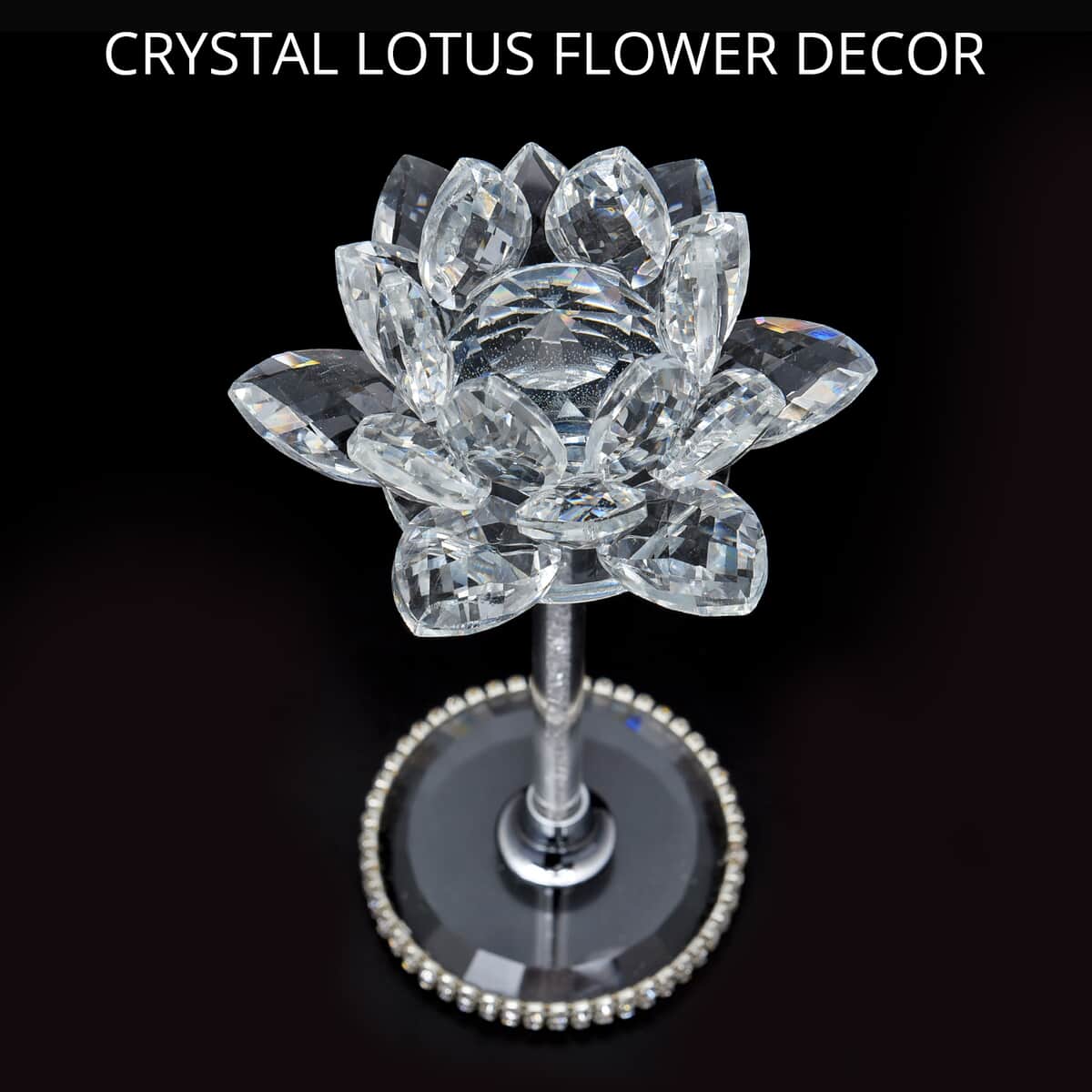 "Home Decorative Crystal Lotus-White Material:glass+alloy+resin Size:5.9*2.36inches  Weight:205gm" image number 1