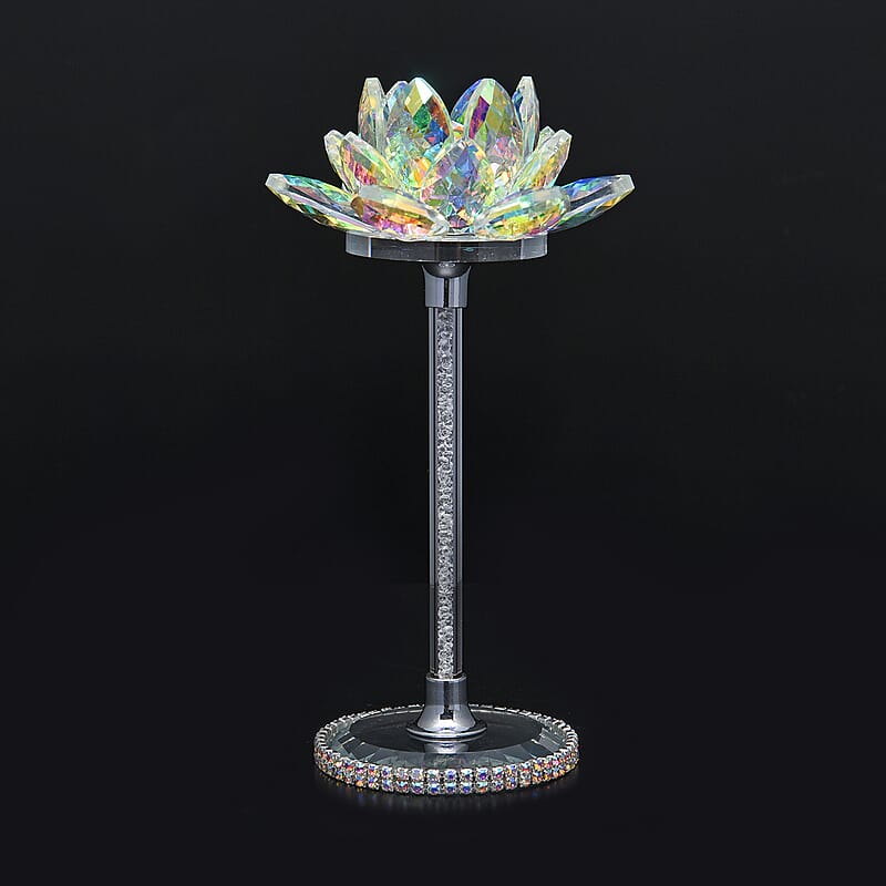 White Aurora Borealis Glass, Crystal Lotus Flower Décor , Home Décor , Table Décor , Glass Décor , Living Room Décor , Decoration Items , Gift Item