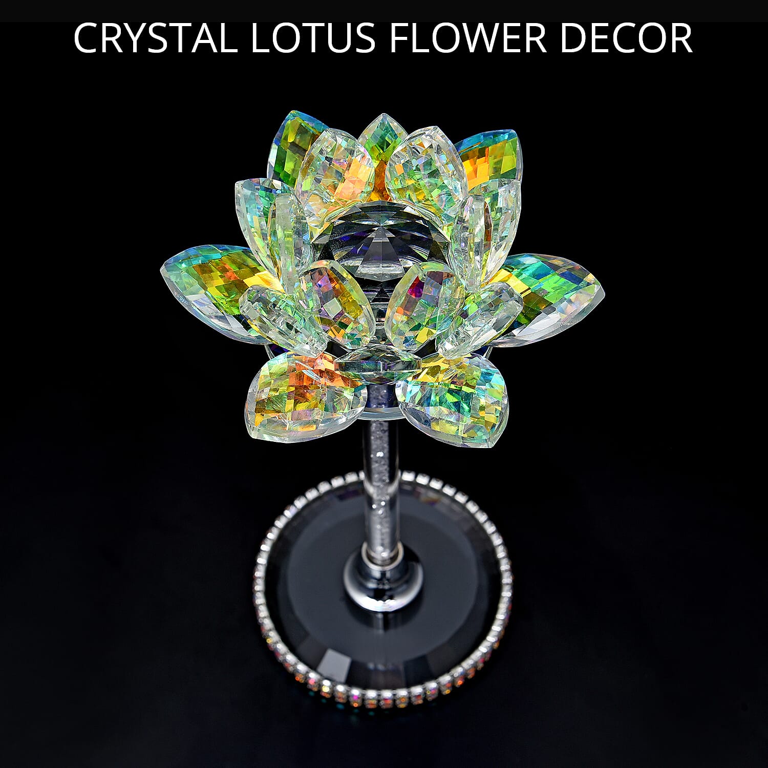 White Aurora Borealis Glass, Crystal Lotus Flower Décor , Home Décor , Table Décor , Glass Décor , Living Room Décor , Decoration Items , Gift Item