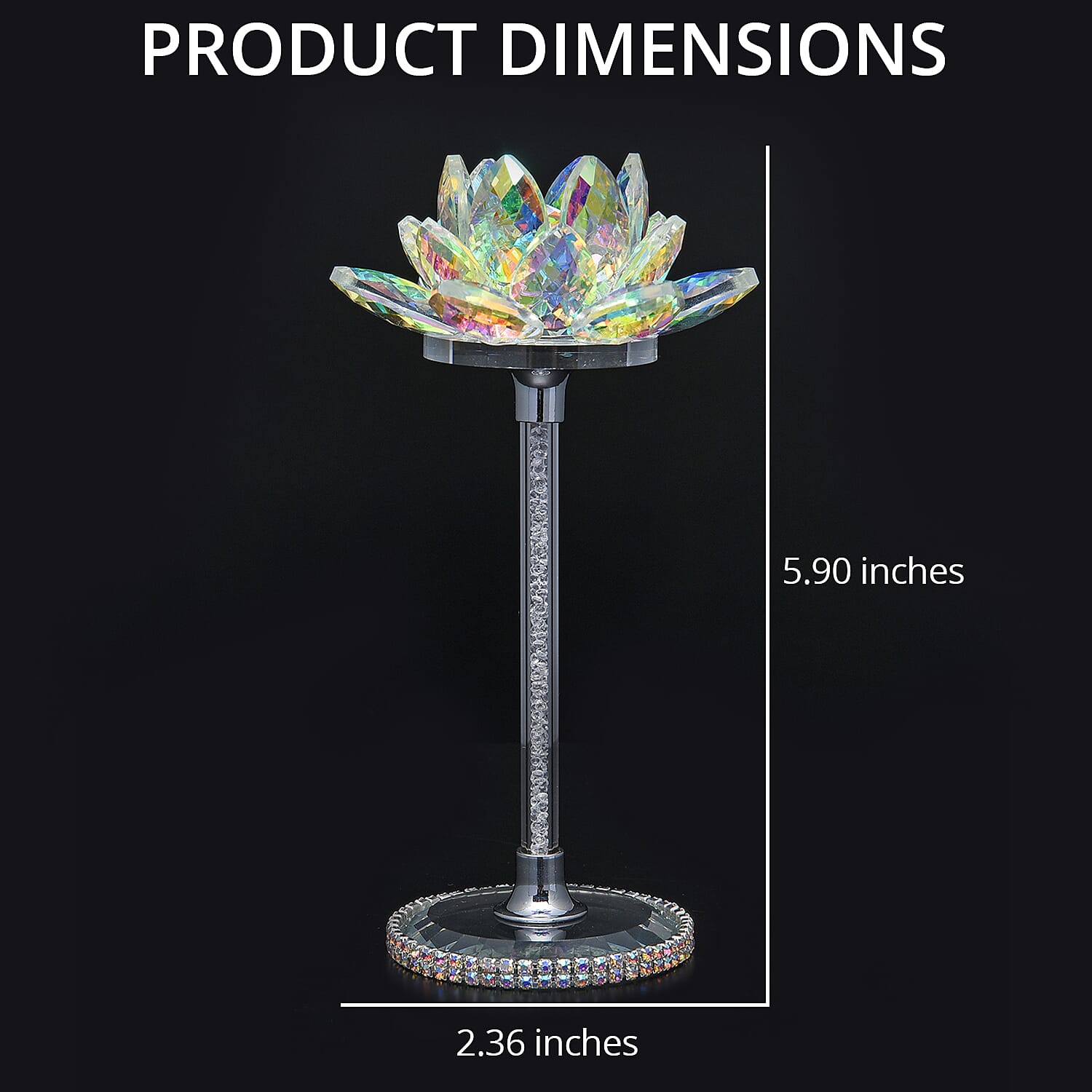 White Aurora Borealis Glass, Crystal Lotus Flower Décor , Home Décor , Table Décor , Glass Décor , Living Room Décor , Decoration Items , Gift Item