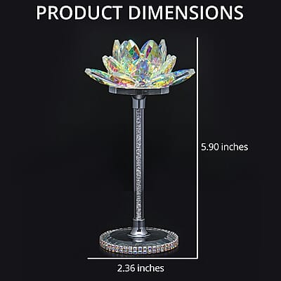 White Aurora Borealis Glass, Crystal Lotus Flower Décor , Home Décor , Table Décor , Glass Décor , Living Room Décor , Decoration Items , Gift Item