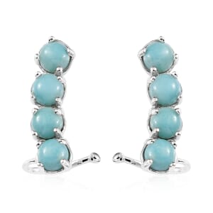 D'Joy Larimar 5.30 ctw Earrings in Platinum Over Sterling Silver