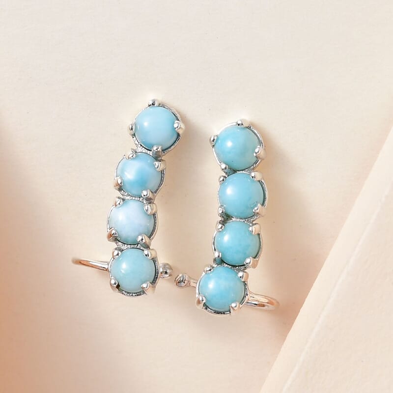 D'Joy Larimar 5.30 ctw Earrings in Platinum Over Sterling Silver