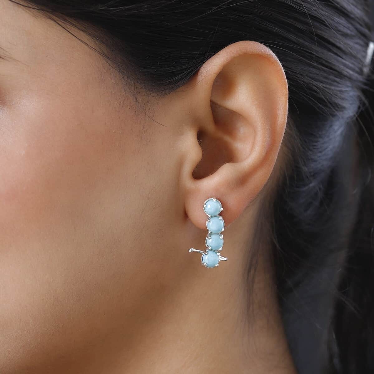 Larimar Earrings in Platinum Over Sterling Silver 5.30 ctw image number 2