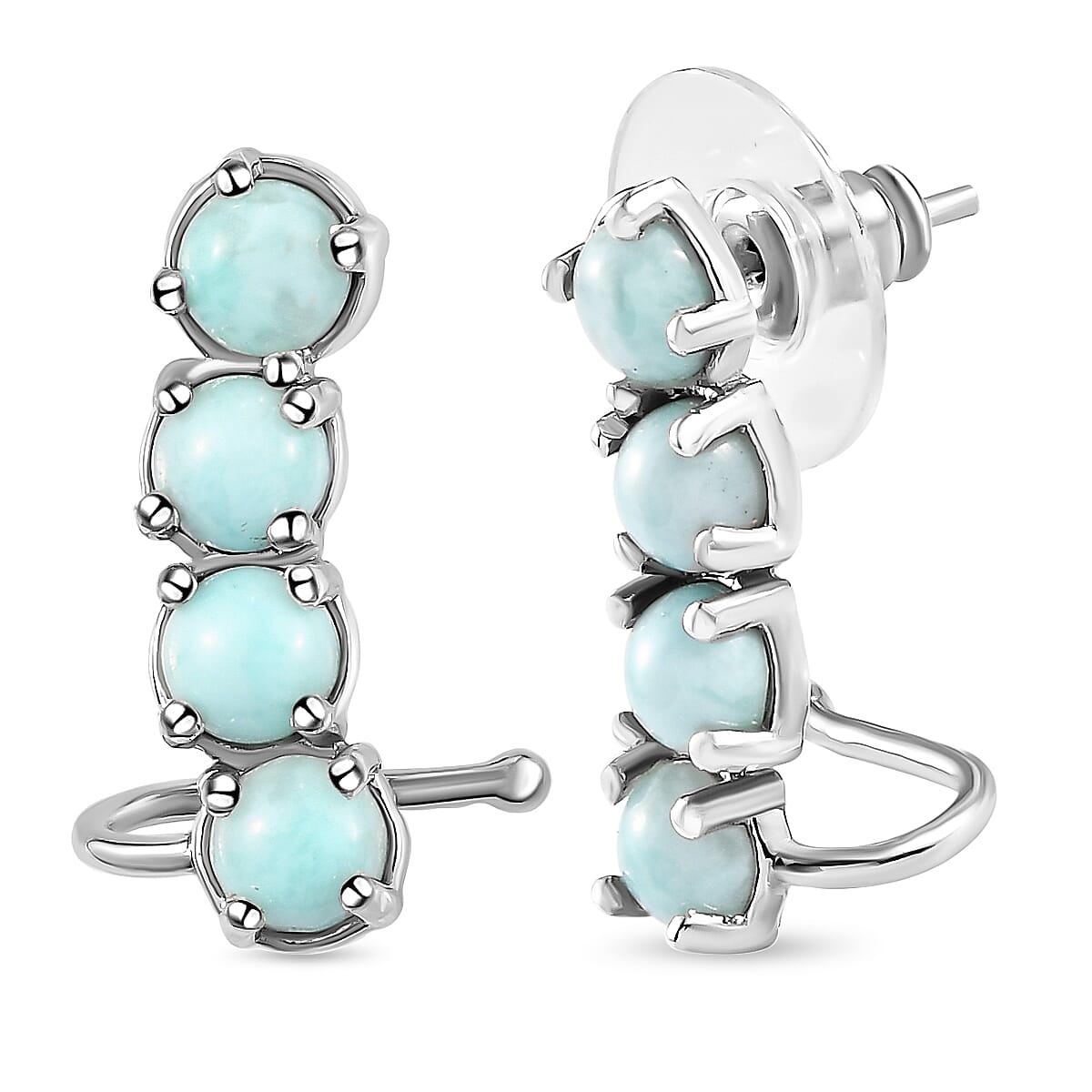 D'Joy Larimar 5.30 ctw Earrings in Platinum Over Sterling Silver