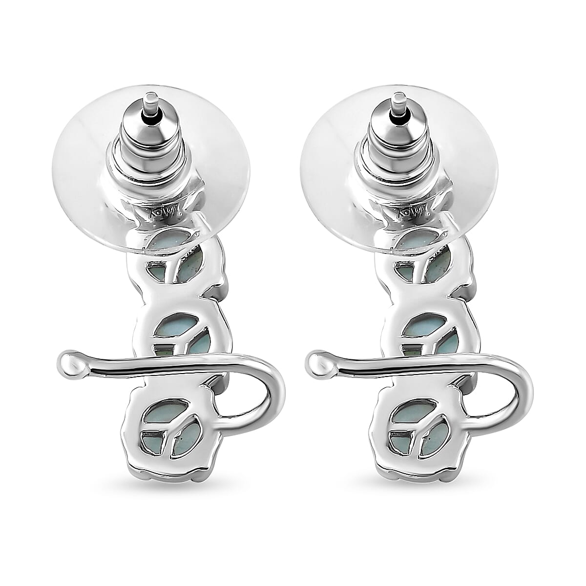 D'Joy Larimar 5.30 ctw Earrings in Platinum Over Sterling Silver