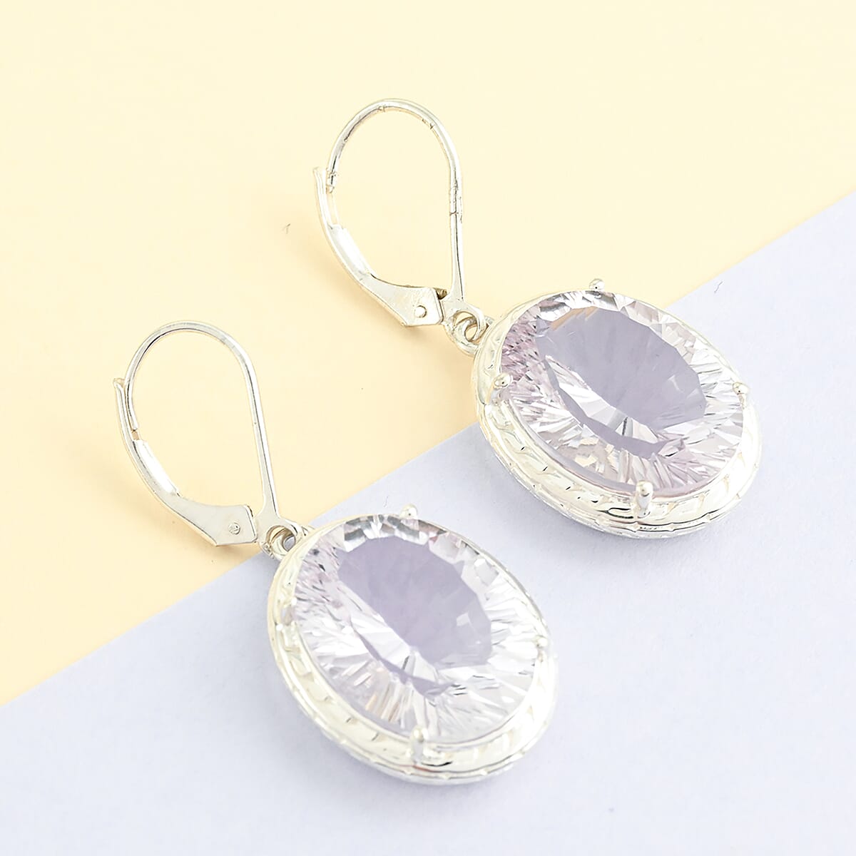 Montezuma Prasiolite Dangle Earrings in Sterling Silver 18.00 ctw image number 1