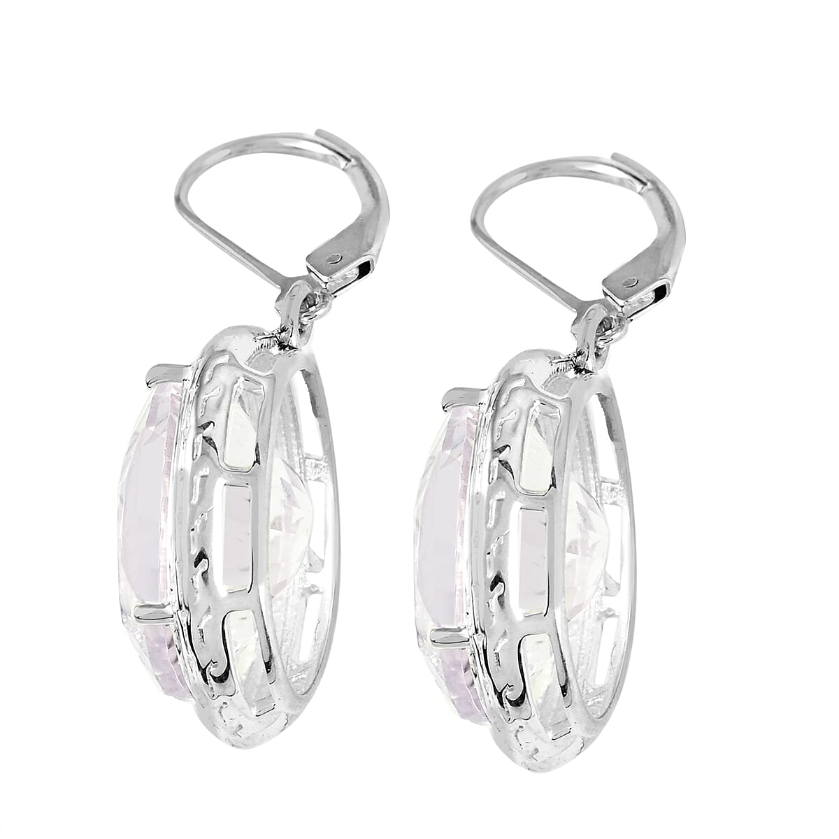 Montezuma Prasiolite Dangle Earrings in Sterling Silver 18.00 ctw image number 3