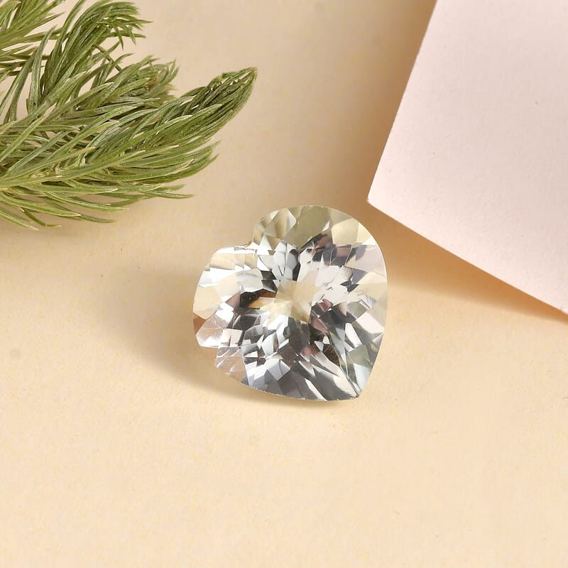 Montezuma Prasiolite (Hrt 18 mm) 13.33 ctw Loose Gemstone