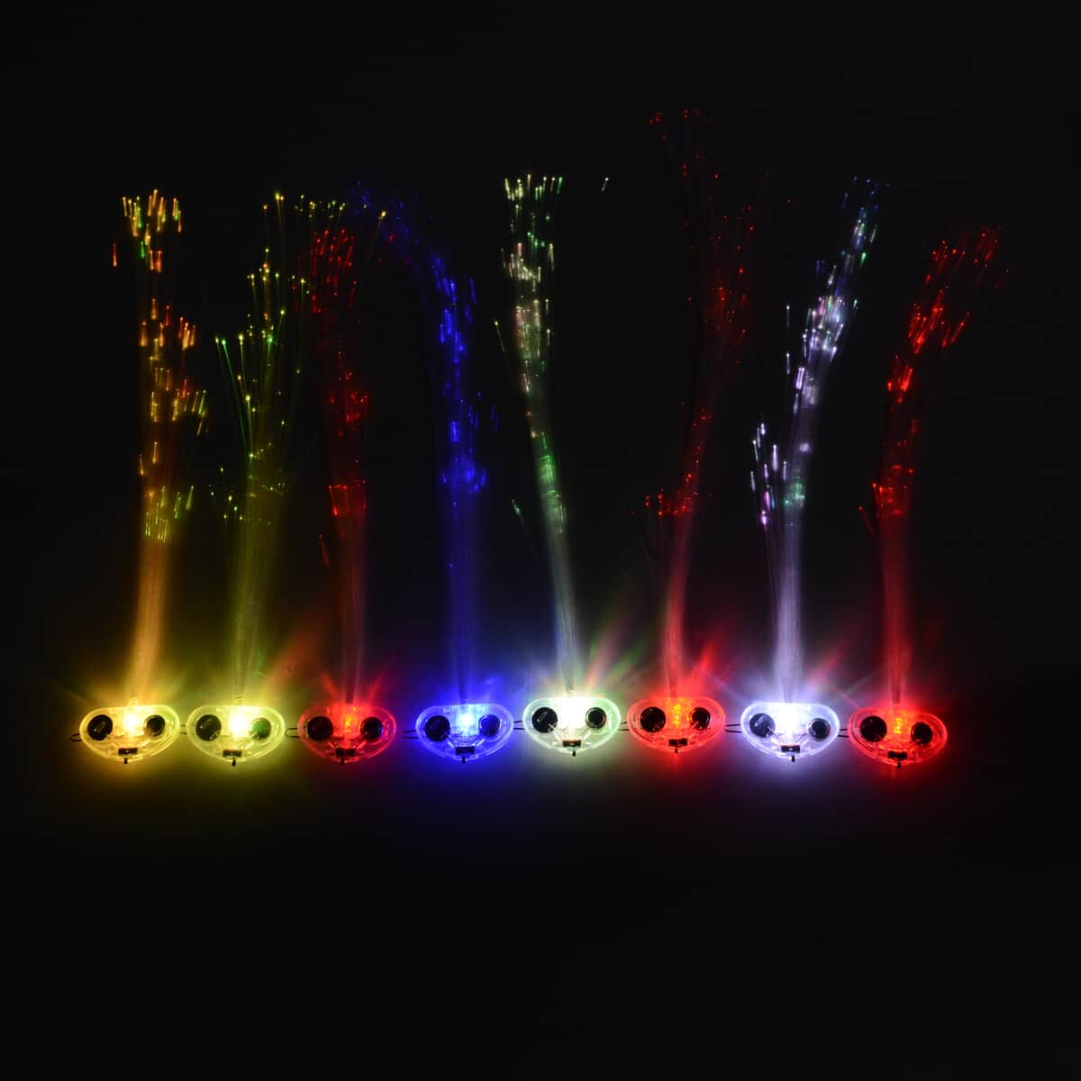 Set of 8 Blinking Multi Color Fiber Optic LED Clip-On Hairpins image number 2