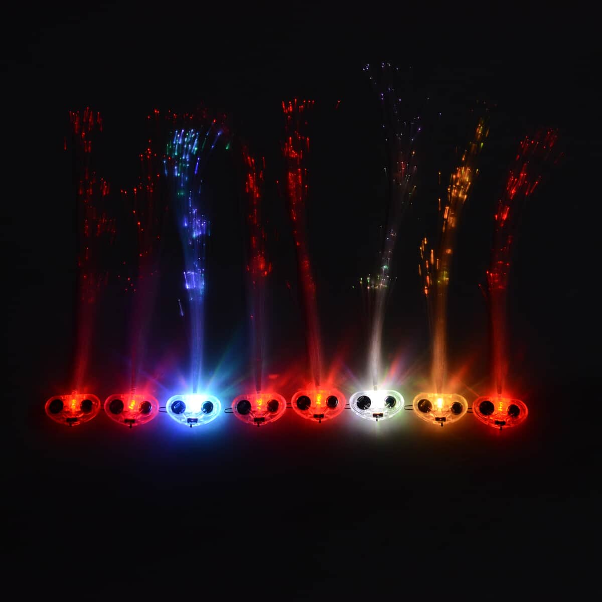 Set of 8 Blinking Multi Color Fiber Optic LED Clip-On Hairpins image number 3