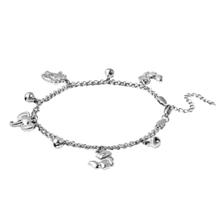 Love for Animals Bell Charm Anklet in Stainless Steel (9-11 in) image number 2