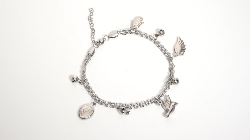 Love for Animals Bell Charm Anklet in Stainless Steel (9-11 in)