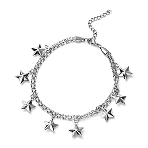 Super Stars Charm Anklet in Stainless Steel (9-11 in)