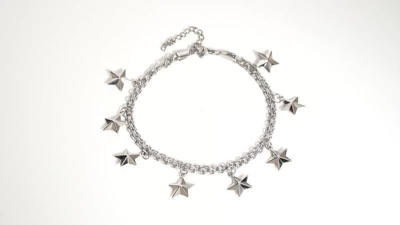 Love for Animals Bell Charm Anklet in Stainless Steel (9-11 in)