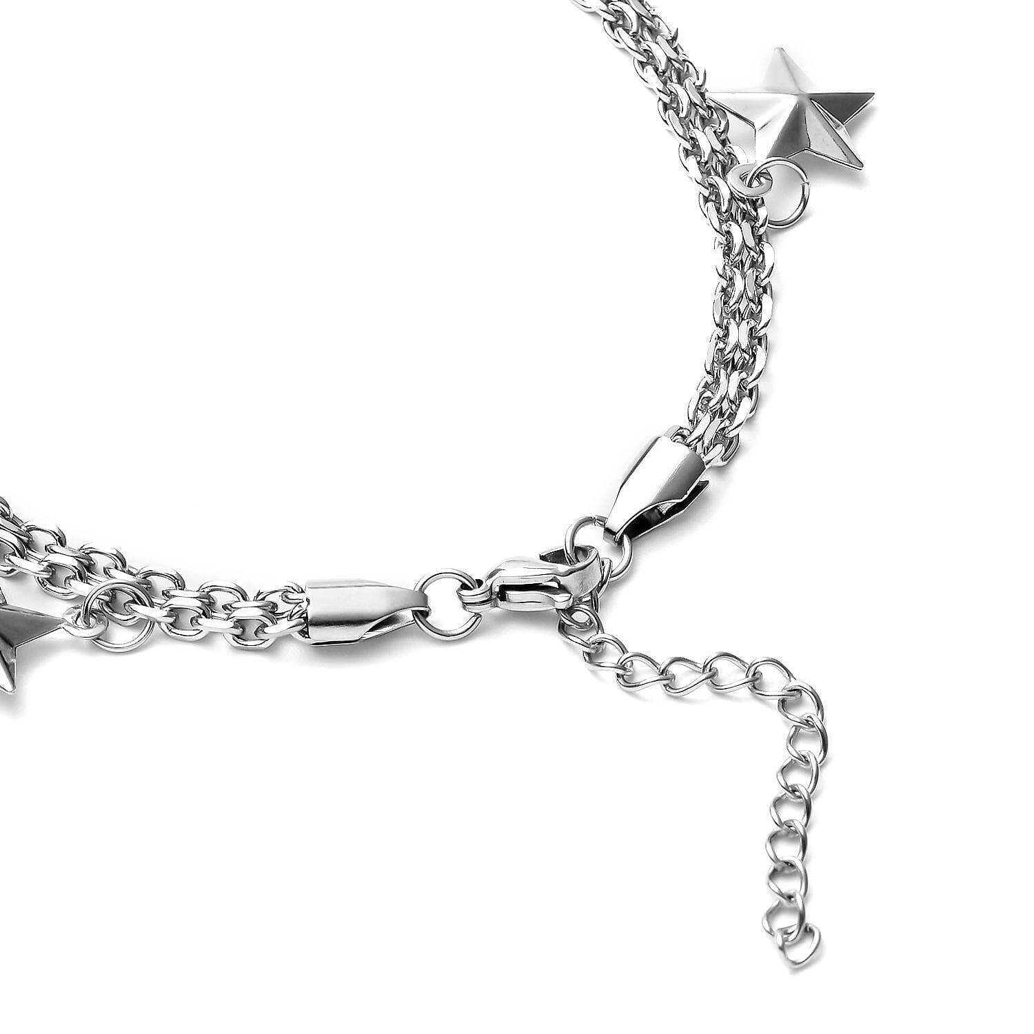 Super Stars Charm Anklet in Stainless Steel (9-11 in)