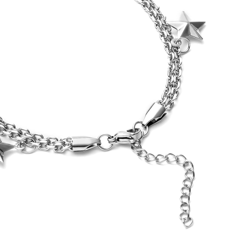 Super Stars Charm Anklet in Stainless Steel (9-11 in)