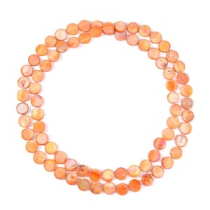 Orange Shell Beaded Endless Necklace for Women, long Endless Single Strand Bead Boho Necklace 46 Inches