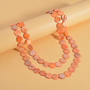 Orange Shell Beaded Endless Necklace for Women, long Endless Single Strand Bead Boho Necklace 46 Inches