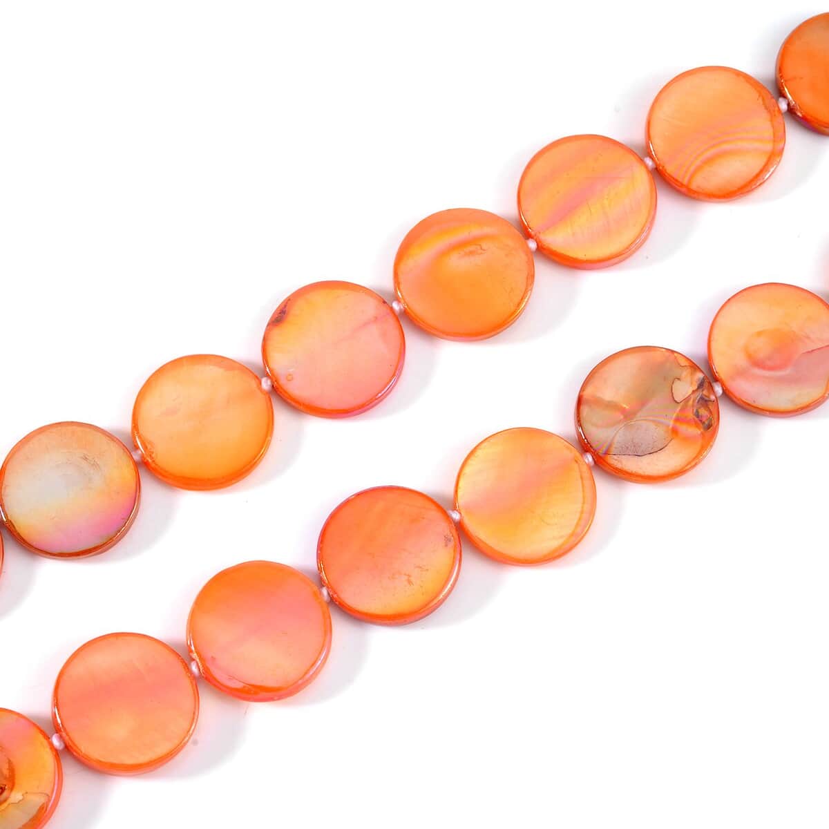 Orange Shell Beaded Endless Necklace for Women, long Endless Single Strand Bead Boho Necklace 46 Inches image number 4