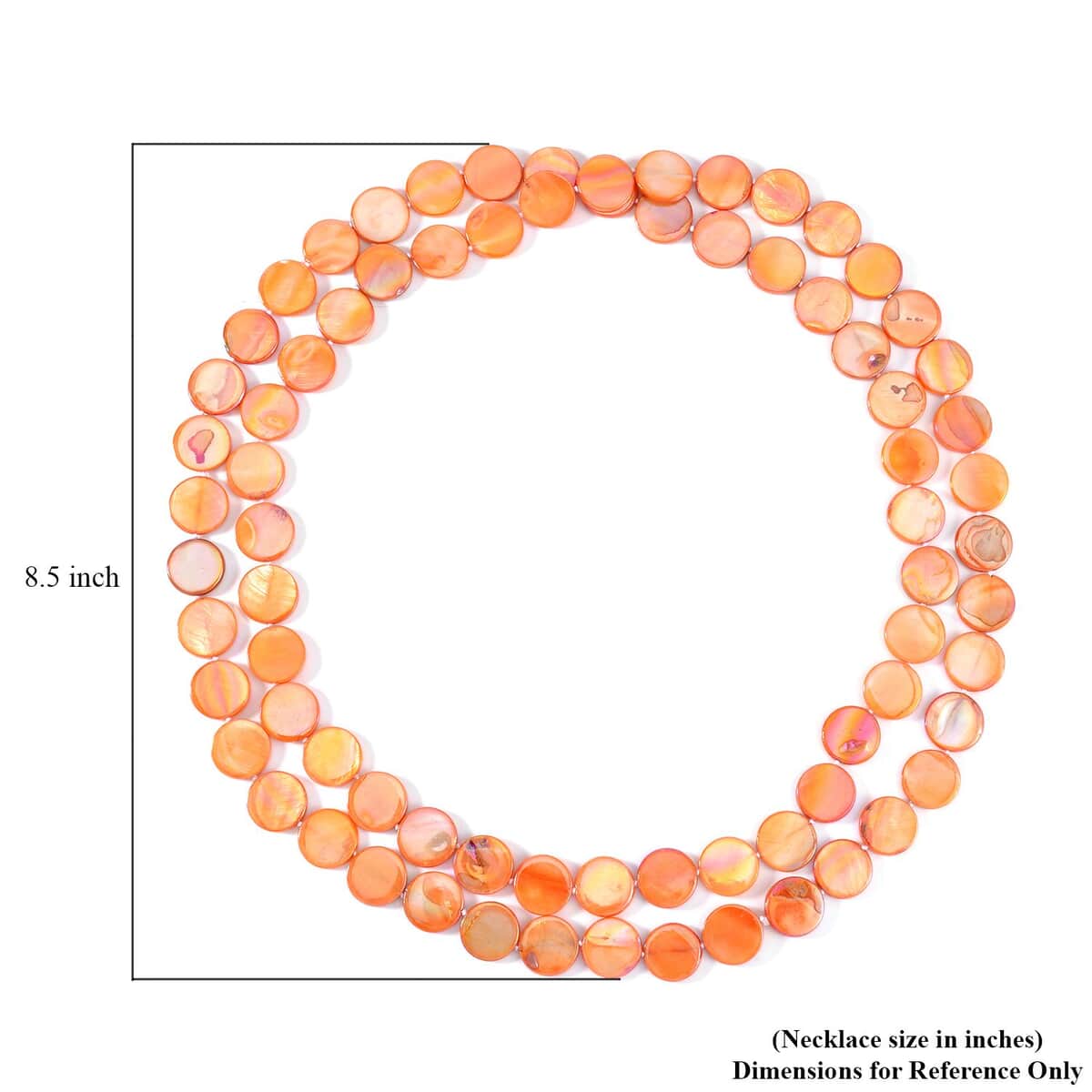 Orange Shell Beaded Endless Necklace for Women, long Endless Single Strand Bead Boho Necklace 46 Inches image number 5