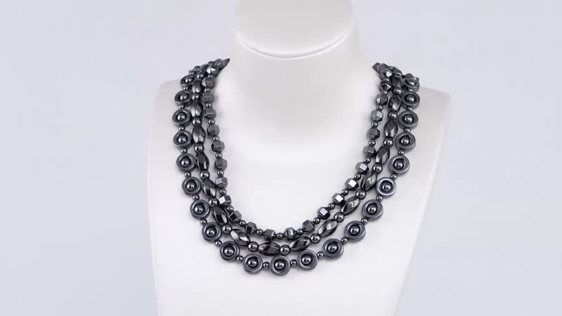 999.50 ctw Set of 3 Hematite Necklaces 20 Inch with Magnetic Clasp in Silvertone