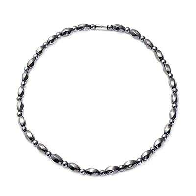 Set of 3 Hematite 999.50 ctw Beaded Necklaces with Magnetic Clasp in Silvertone 20 Inches