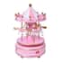 Pink and White 4-Horse Wooden Carousel Music Box image number 0
