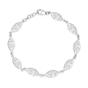 Sterling Silver Openwork Bracelet (7.50 In) 4.20 Grams