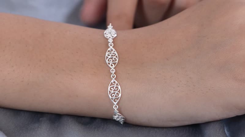 Sterling Silver Openwork Bracelet (7.50 In) 4.20 Grams