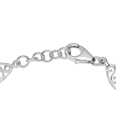 Sterling Silver Scroll & Leaf Pattern Link Bracelet (7.50-8.50In) 4.20 Grams