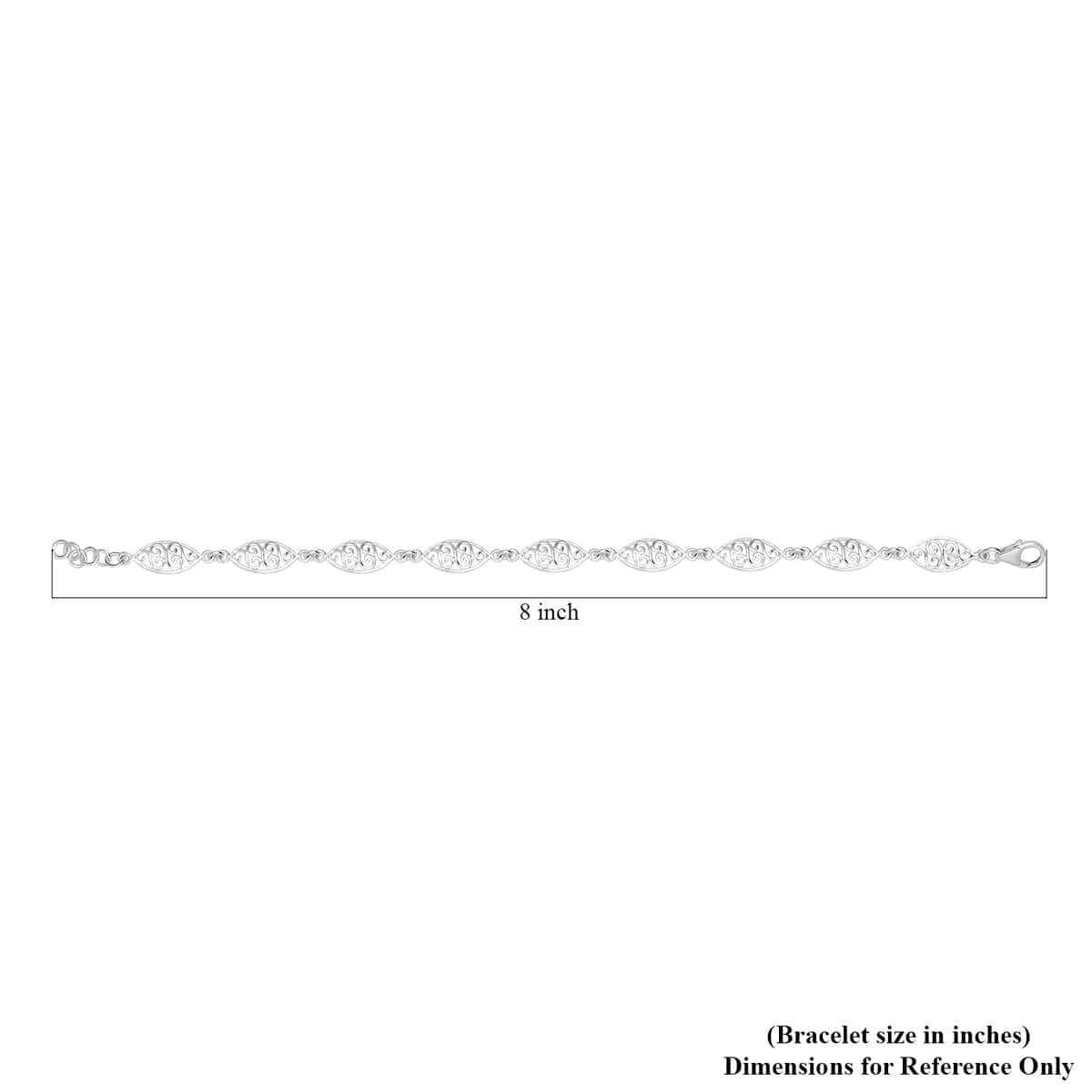 Sterling Silver Scroll & Leaf Pattern Link Bracelet (7.50-8.50In) 4.20 Grams image number 4