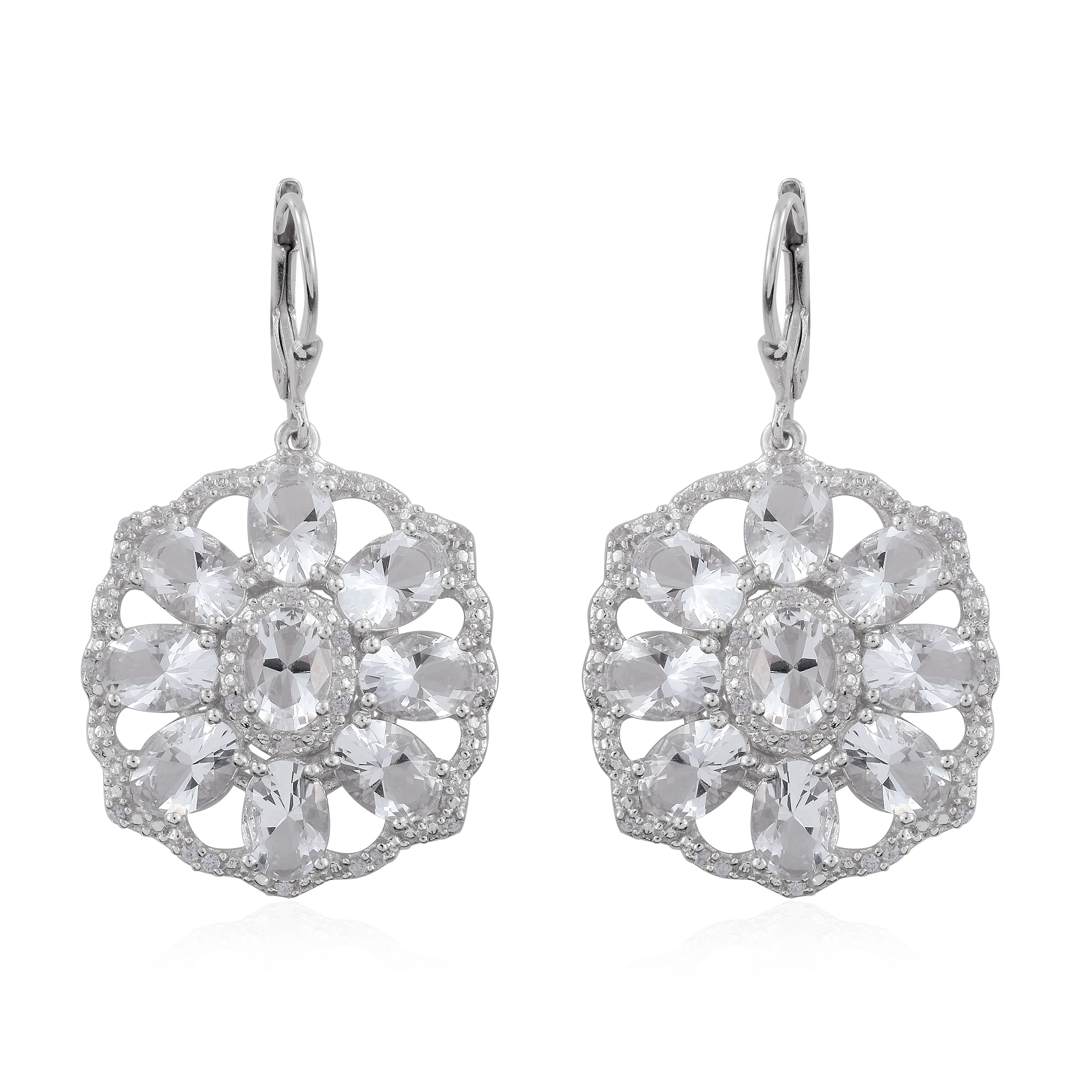 Petalite and Zircon Earrings in Platinum Over Sterling Silver 9.40 ctw