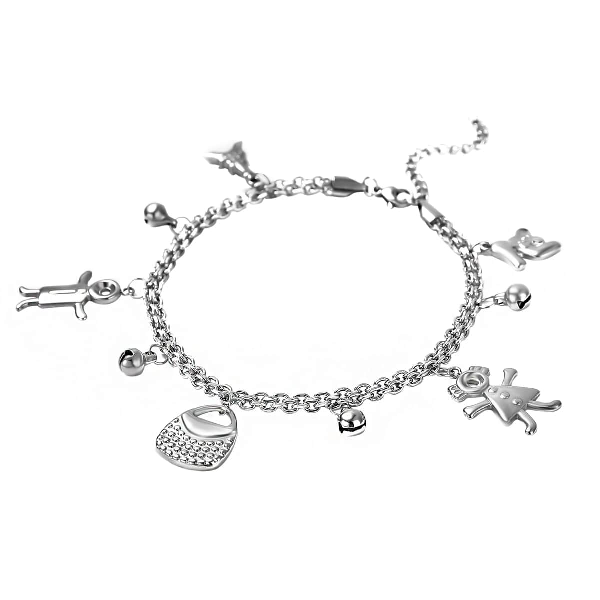 Princess Bell Charm Anklet in Stainless Steel (9-11 in) image number 2