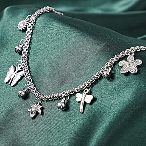 Nature Creations Bell Charm Anklet in Stainless Steel (9-11 in)