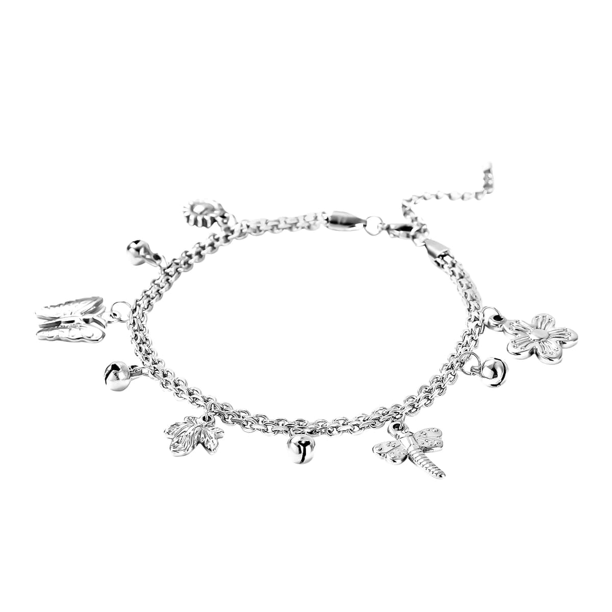 Nature Creations Bell Charm Anklet in Stainless Steel (9-11 in) image number 2